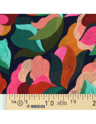Fantasie viscose stof - Abigael zwart en multicolor