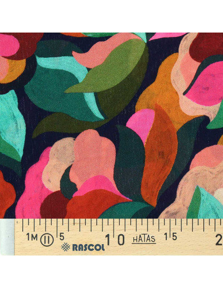 Fantasie viscose stof - Abigael zwart en multicolor