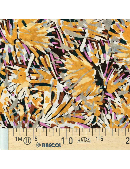 Fantasie viscose stof - Fizia geel en taupe
