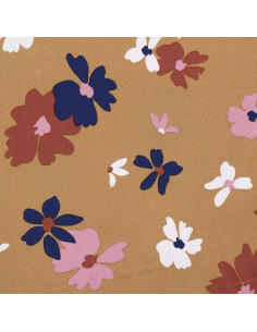 Fantasie viscose stof - Aidina camel en blauw 2