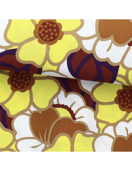Fantasie viscose stof - Clemone ecru en geel