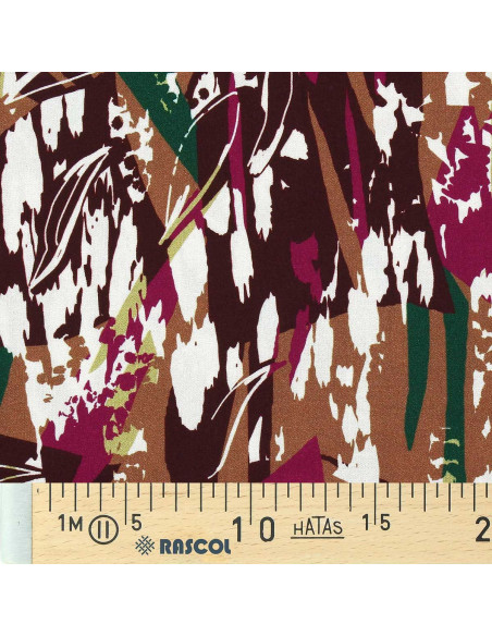Fantasie viscose stof - Massio karamel en dahlia