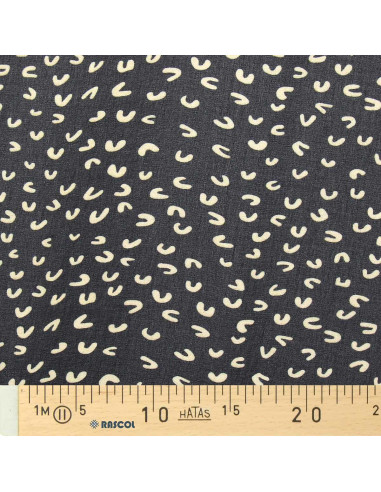 Gedrukte mousselinestof - Abstract zwart
