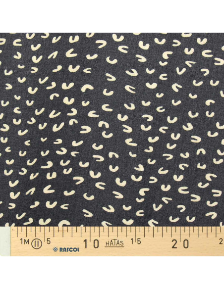 Gedrukte mousselinestof - Abstract zwart
