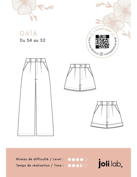 Gaïa broek- en shortpatroon - Joli Lab