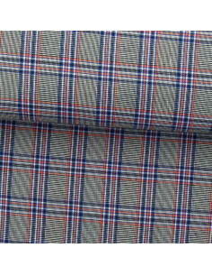 Schotse tartan stoffen in de mode - Blauw, zwart en oranje
