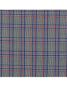 Schotse tartan stoffen in de mode - Blauw, zwart en oranje 2