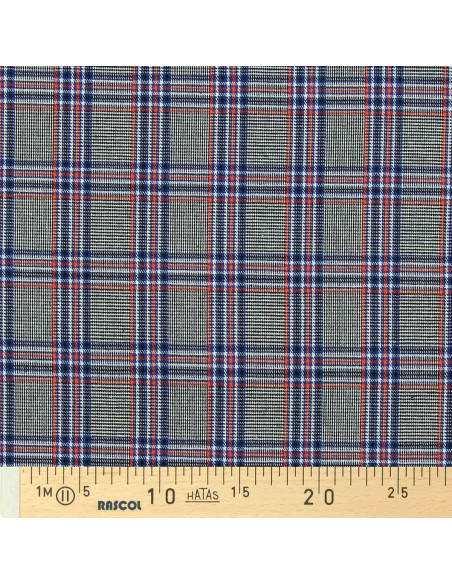 Schotse tartan stoffen in de mode - Blauw, zwart en oranje