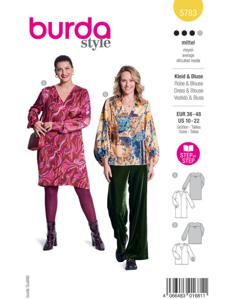 Jurk en blouse patroon - Burda 5783