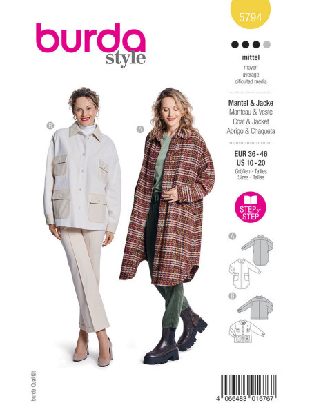 Jas- en mantelpatroon - Burda 5794