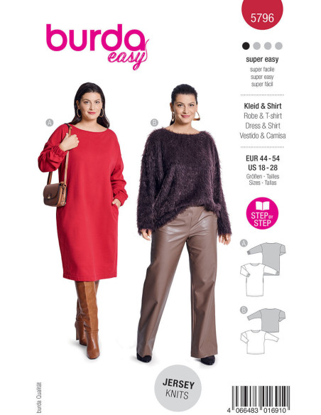 Jurk- en T-shirtpatroon - Burda 5796
