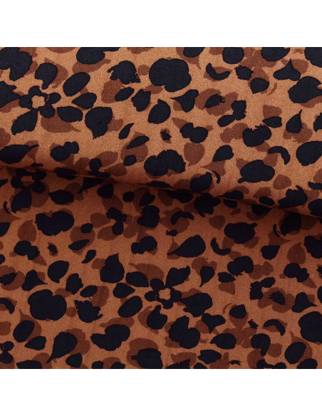 Fantasie viscose stof - Kodkod bruin en zwart