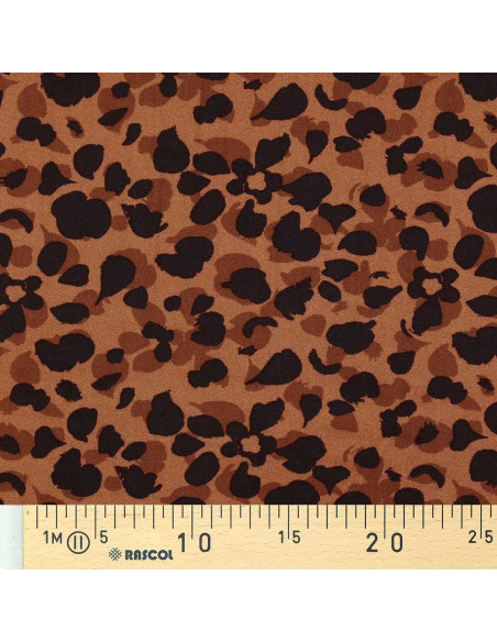 Fantasie viscose stof - Kodkod bruin en zwart