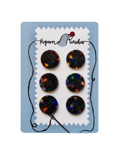 Kaart met 6 knopen van biohars 25 mm 4 gaten - Grimoire