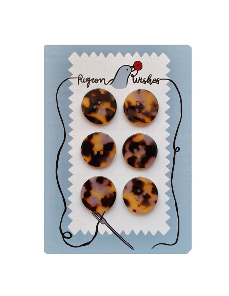 Kaart met 6 knopen van biohars 25 mm 4 gaten - Beguiled