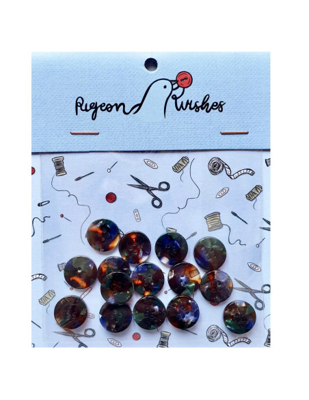 Pakket van 15 knopen in biohars 15 mm 4 gaten - Grimoire