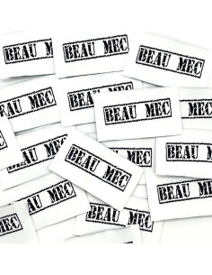 Set van 5 geweven labels om op te naaien Beau mec