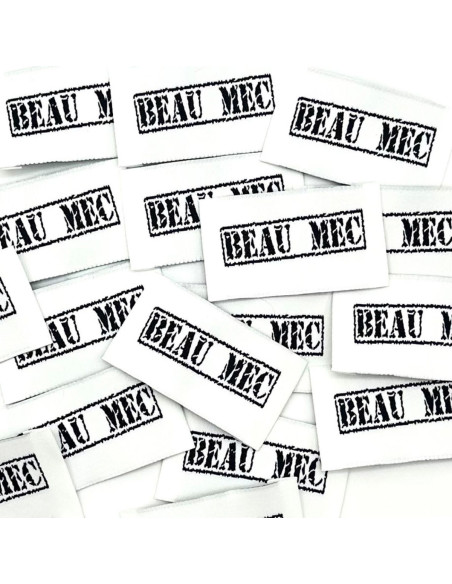Set van 5 geweven labels om op te naaien Beau mec