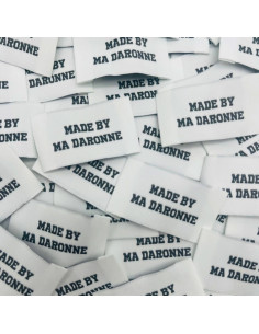 Set van 5 geweven labels om op te naaien Made By Ma Daronne - Wit en zwart