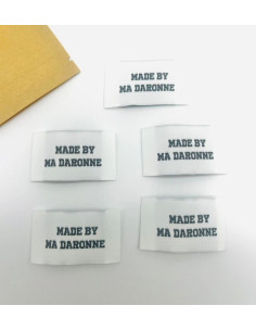 Set van 5 geweven labels om op te naaien Made By Ma Daronne - Wit en zwart 2