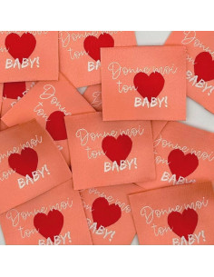 Set van 5 geweven labels om op te naaien Geef me je hart baby