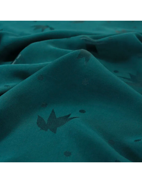 Viscose jacquard stof Streli donkergroen lagune - Églantine & Zoé