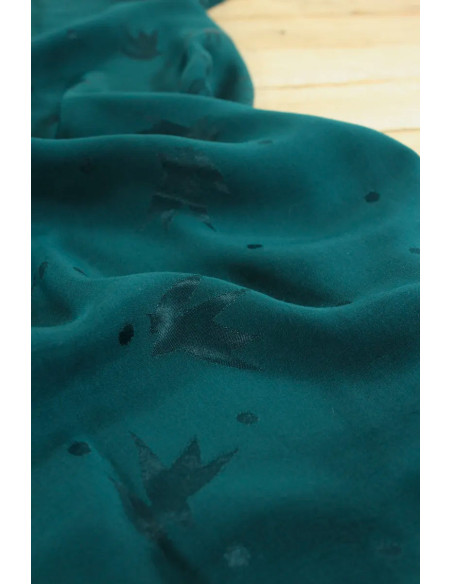 Viscose jacquard stof Streli donkergroen lagune - Églantine & Zoé