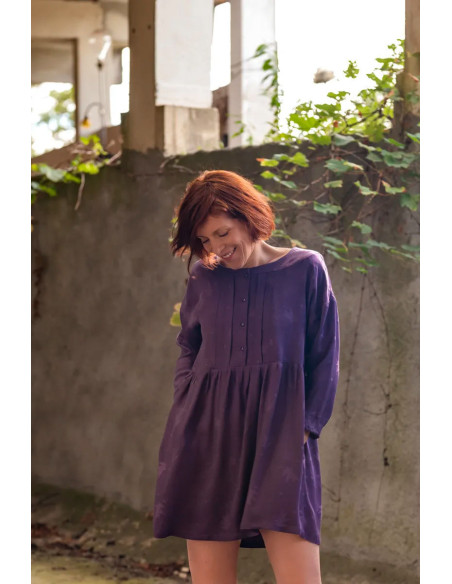 Jacquard viscose stof Streli Violet - Églantine & Zoé