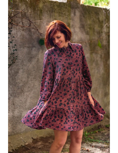 Viscose popeline stof Punti Blauw Inkt - Églantine & Zoé