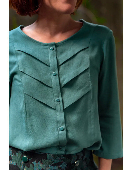 Viscose crêpe stof Eucalyptusgroen - Églantine & Zoé