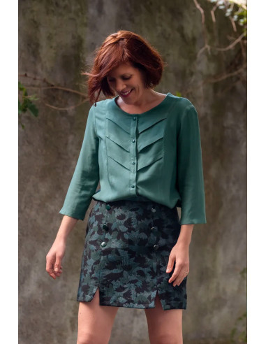 Viscose crêpe stof Eucalyptusgroen - Églantine & Zoé