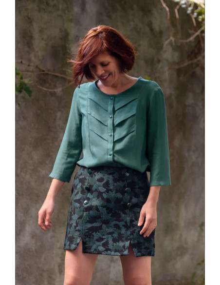 Viscose crêpe stof Eucalyptusgroen - Églantine & Zoé