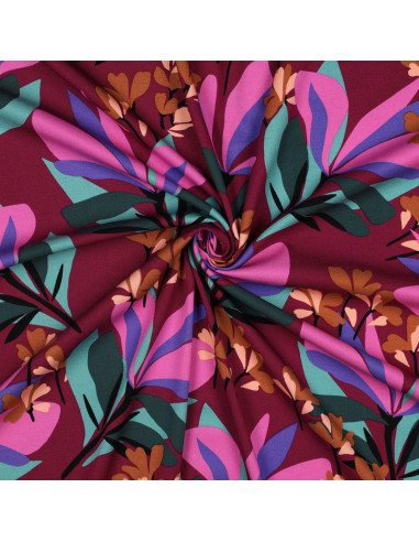 Viscose stretch stof Nerida Hansen - Lente tuin mauve