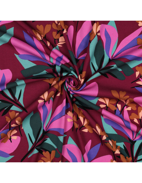 Viscose stretch stof Nerida Hansen - Lente tuin mauve
