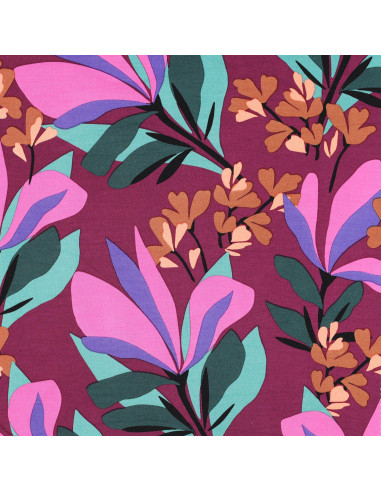 Viscose stretch stof Nerida Hansen - Lente tuin mauve
