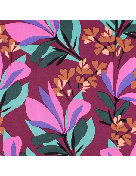 Viscose stretch stof Nerida Hansen - Lente tuin mauve