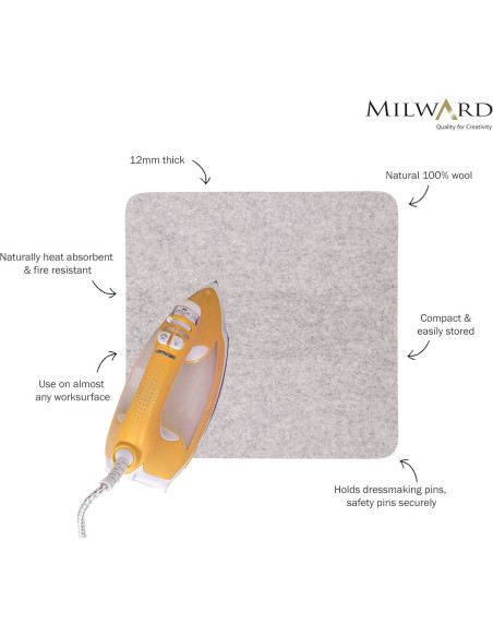 Wollen strijkmat 30,5 cm x 30,5 cm Milward