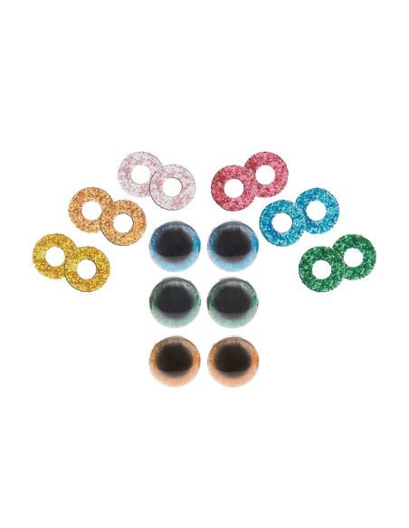 Veiligheidsogen 6 kleuren Ricorumi 9 mm - 3 paar