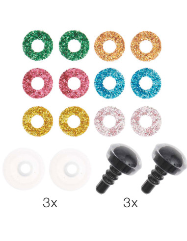 Veiligheidsogen 6 kleuren Ricorumi 9 mm - 3 paar