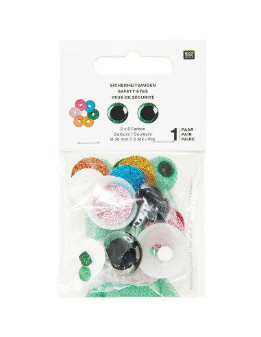Veiligheidsogen 6 kleuren Ricorumi 20 mm - 1 paar