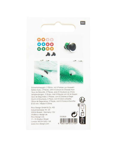 Veiligheidsogen 6 kleuren Ricorumi 20 mm - 1 paar
