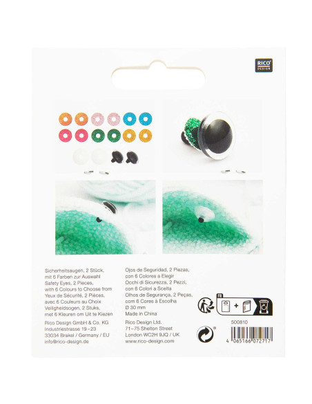 Veiligheidsogen 6 kleuren Ricorumi 30 mm - 1 paar