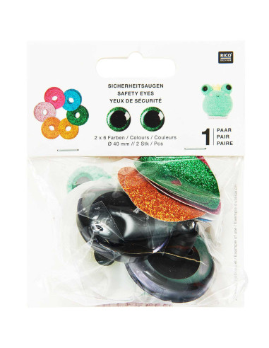Veiligheidsogen 6 kleuren Ricorumi 40 mm - 1 paar