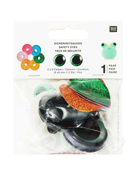 Veiligheidsogen 6 kleuren Ricorumi 40 mm - 1 paar