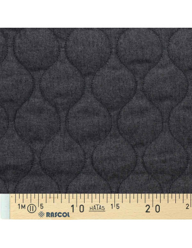 Gewatteerde katoenen stof wave - Denim chambray