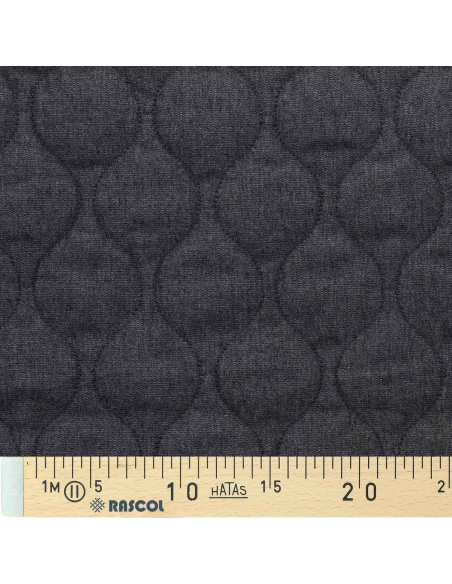 Gewatteerde katoenen stof wave - Denim chambray