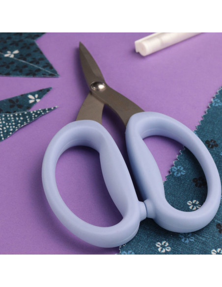 Bohin micro-gekartelde precisieschaar met grote zachte ringen - Blauw