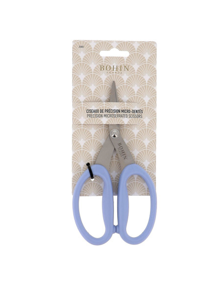 Bohin micro-gekartelde precisieschaar met grote zachte ringen - Blauw