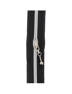 Rol van 5 meter nylonrits 5 mm met ronde trekkers - Zwart en zilver 2