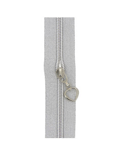 Rol van 5 meter nylonrits 5 mm met hartvormige trekkers - Zilver lurex 2